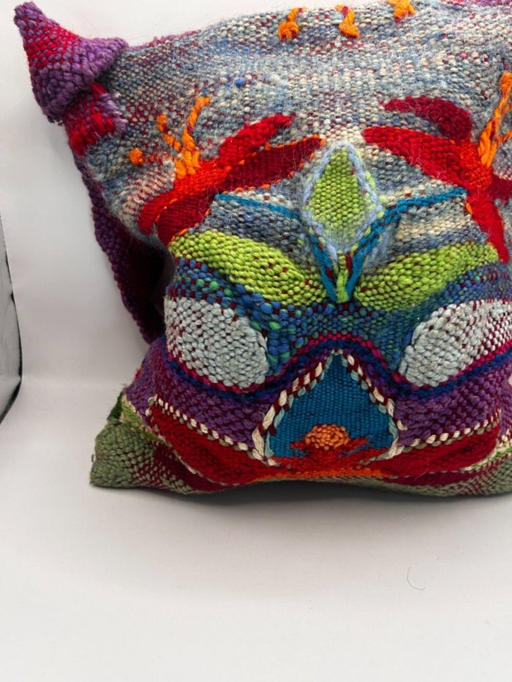 Vintage Lillian Barber Hand-Woven Wool Bag - Mid-Century Artisan Boho Bag - Picture 6 of 11